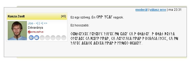 Rovásírás a myvIP faliújságon