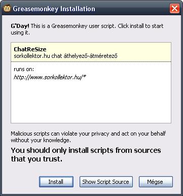 Firefox userscript telepítés